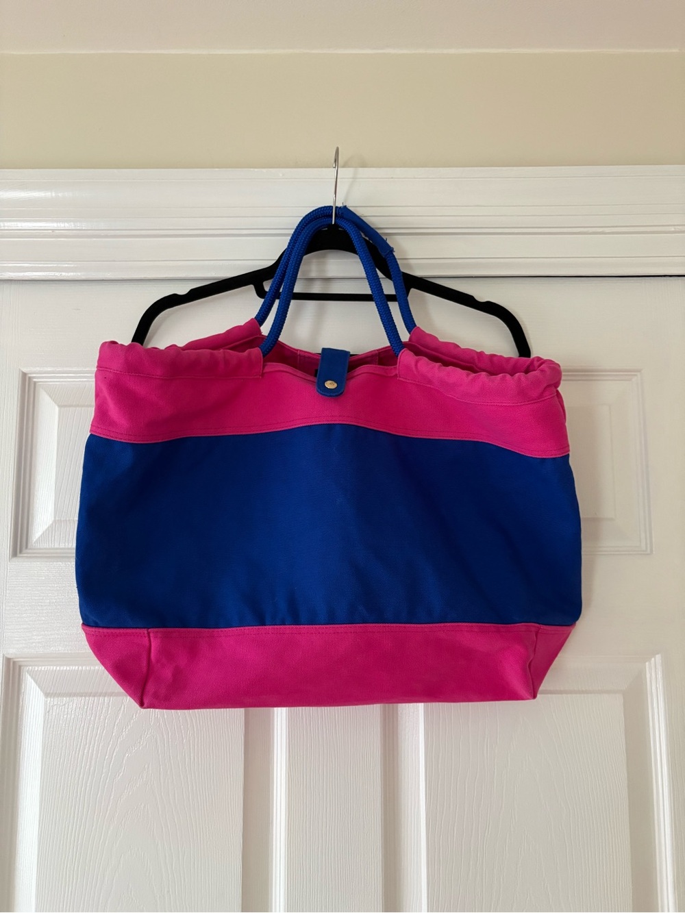 Two-Tone Nautical Tote Bag - Pink and Blue